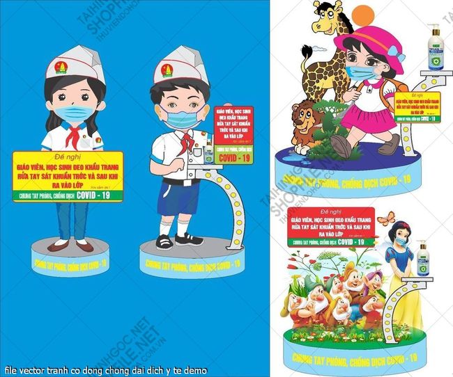 file vector tranh co dong chong dai dich y te